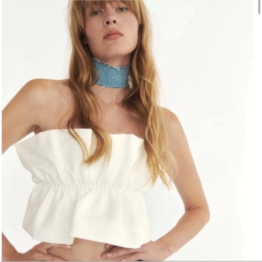 Zara White Strapless Top